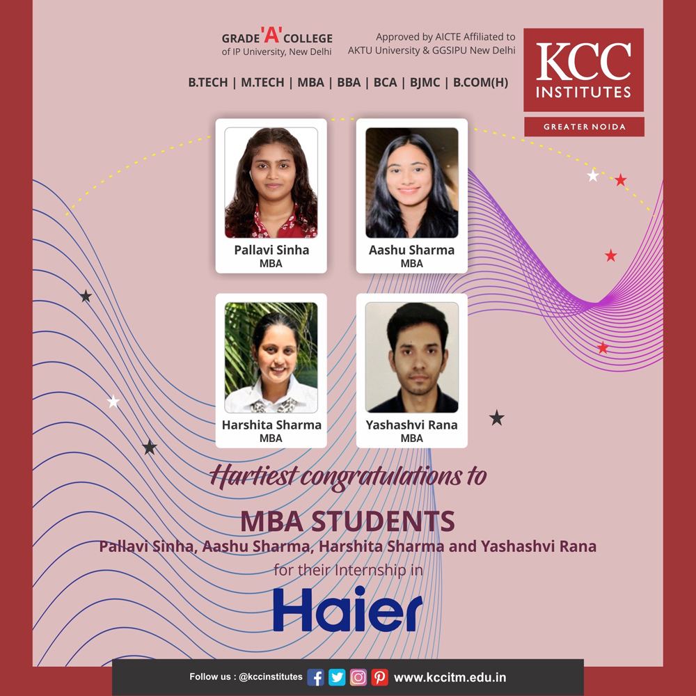 Congratulations to our exceptional MBA students – Pallavi Sinha, Aashu Sharma, Harshita Sharma, and Yashashvi Rana