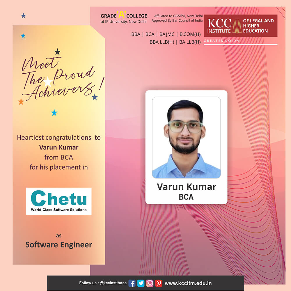 Congratulations to Varun Kumar from BCA